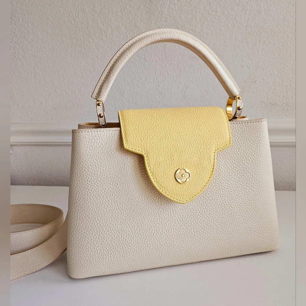 Louis Vuitton Beige & Yellow Capucines PM Two-way Bag - Microchipped